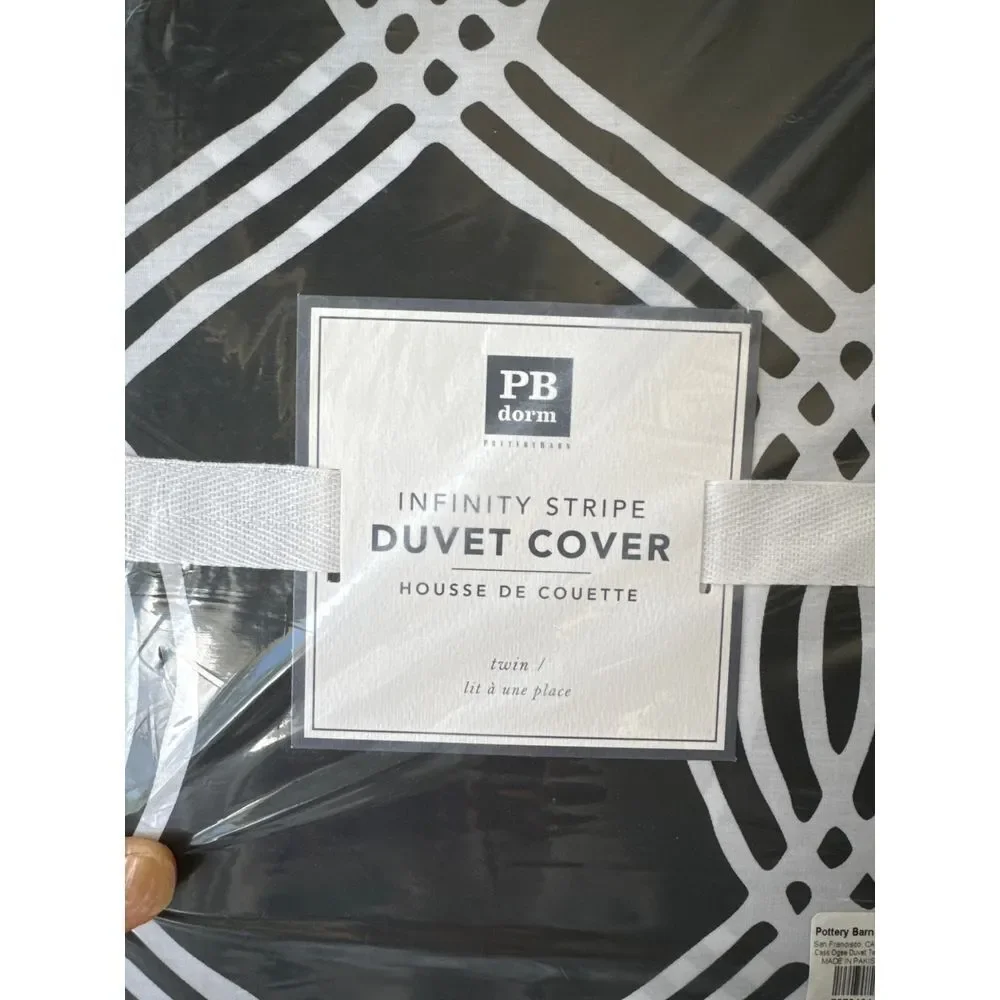 Pottery Barn Teen Infinity Stripe Twin Duvet Cover Only‎ Black White NWT